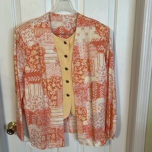 Nikki vintage one piece top/cardigan. Size 14, shoulder pads.